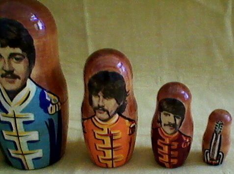 British Invasion Nesting Dolls+PosterBeatles+Who/Russia/ 