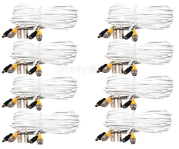 8x66ft CCTV DVR Security Camera Power Video Cable Home Wire BNC 