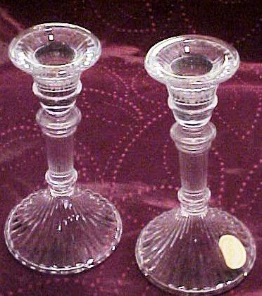 Lenox Full Lead Crystal PAIR CLEAR CANDLESTICKS  