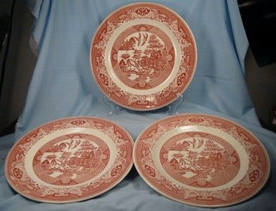 Lot of 3 RED WILLOW DINNER PLATES Royal China AS IS (O)  