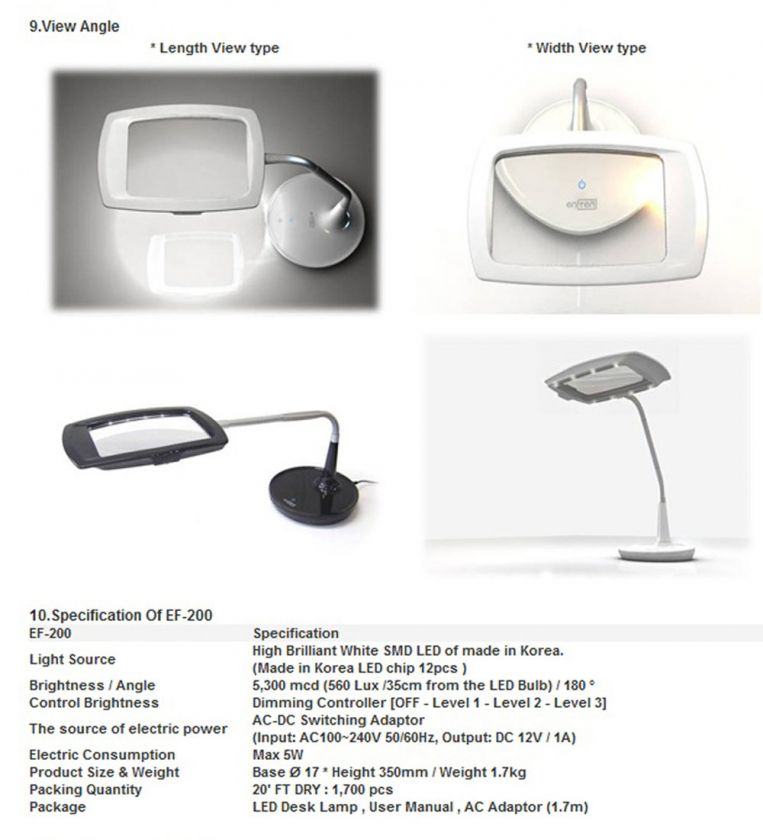 EnFren EF 200 LED Magnifier Desk Lamp Magnifier for Reading *Free 