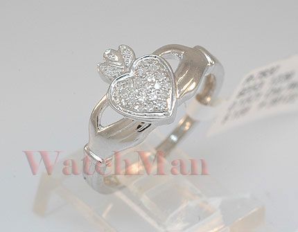 Womens Sterling Silver Diamond Heart Ring R 7830  