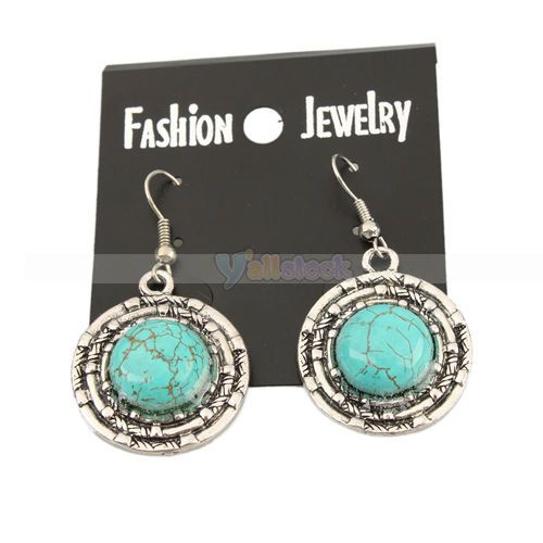 Elegant Generous Round Turquoise Dangle Earrings  