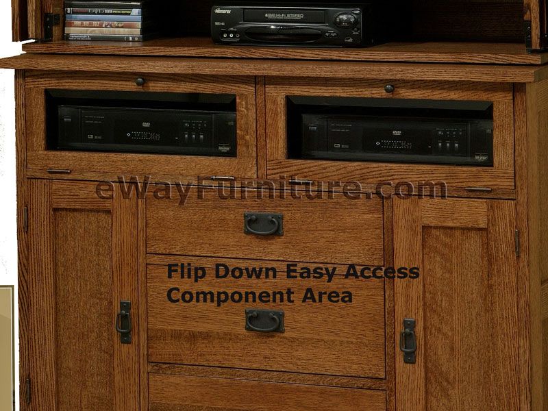 USA MADE MISSION OAK ENTERTAINMENT MEDIA TV CONSOLE & HUTCH FURNITURE 