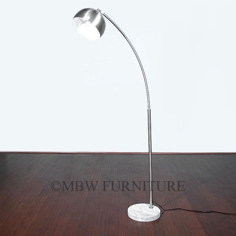 Silver Metal Mid Century Modern Bauhaus Arc Floor Lamp  