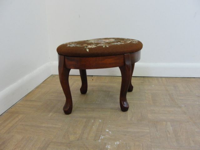 Needlepoint Foot Stool Ottoman Hassack  