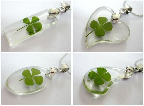 12pcs Real Lucky Four Leaf Clover amber 18kgp Necklace  