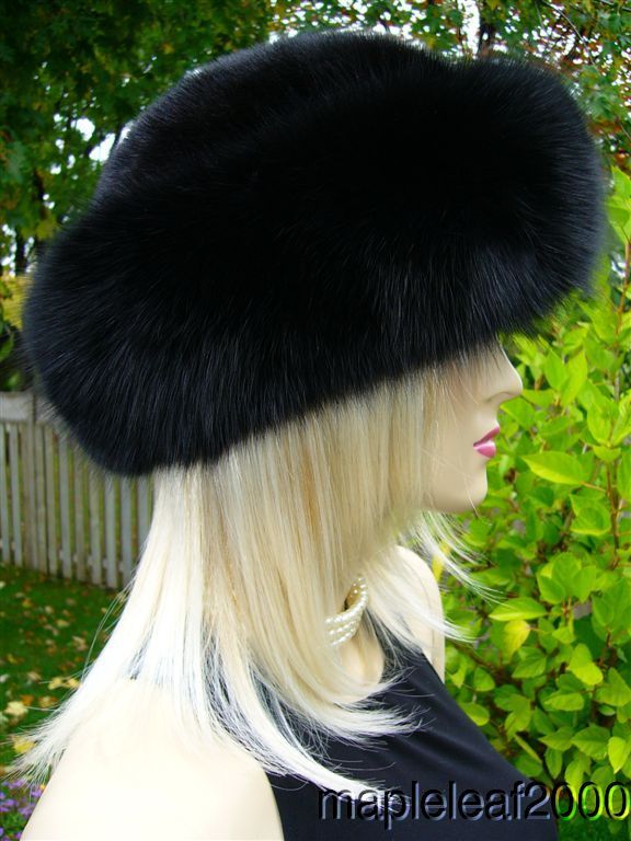 WOMEN QUALITY BLACK MINK & FOX FUR HAT *NEW*  