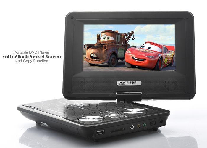 E78 Portable DVD Player with 7 Inch Swivel Screen and Copy Function 