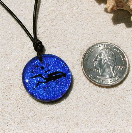 Scuba Diving Gear Jewelry Diver Necklace Art Glass  