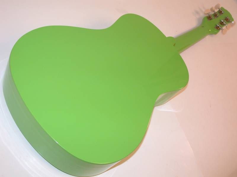 LUNA DayGlow Acoustic Guitar, Green, Stickers, Gigbag, AUR DAY GRN 