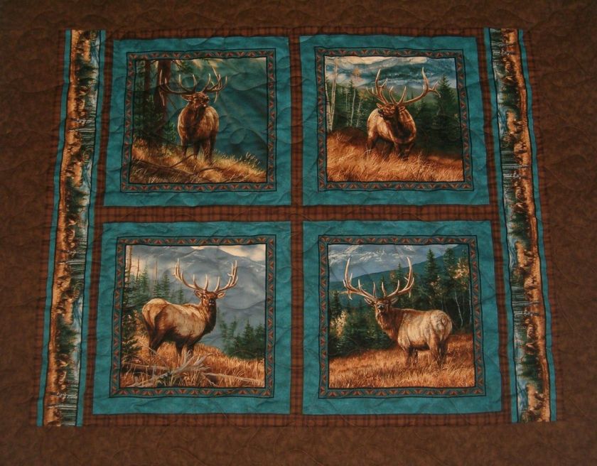   HOME QUILTED ELKS BLANKET HUNTER ANTLERS DEER MOUNTAINS SPORTING GOODS