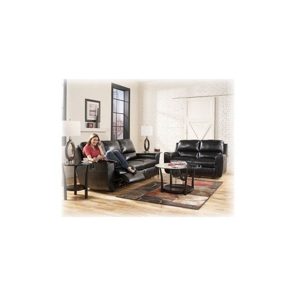 ASHLEY LEDGER BLACK LEATHER Blend Reclining Sofa & Love   HOUSTON ONLY 