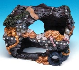 Penn Plax Treasure Chest Fish Aquarium Ornament SM  