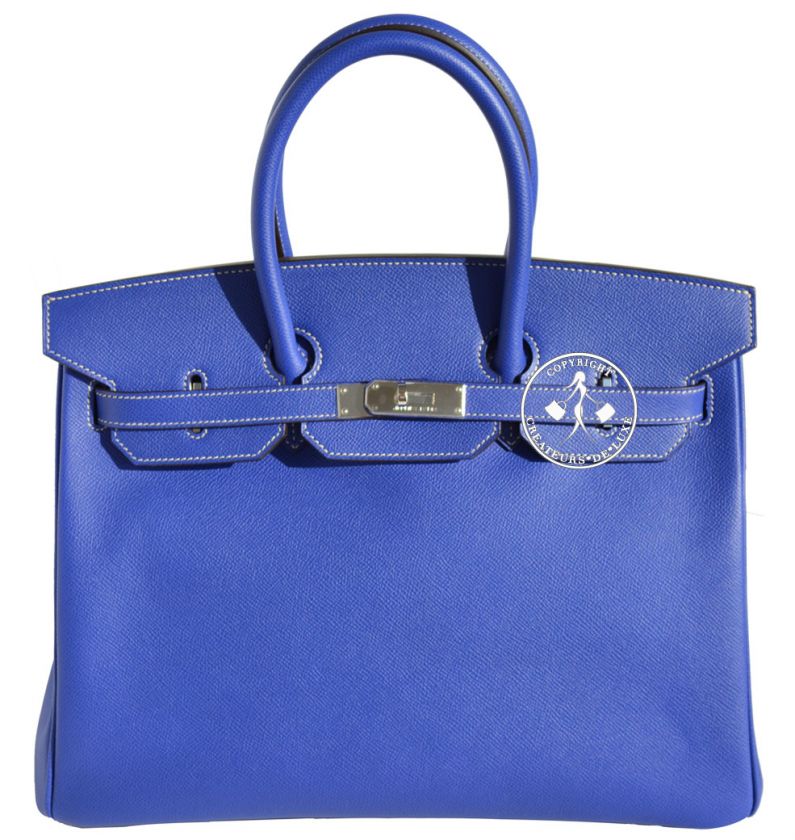 35 HERMES BIRKIN BAG  ELECTRIC BLUE EPSOM  BLUE JEAN LINING 