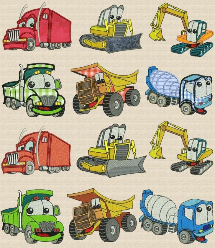 Monster Trucks Applique Machine Embroidery Designs 5x7  