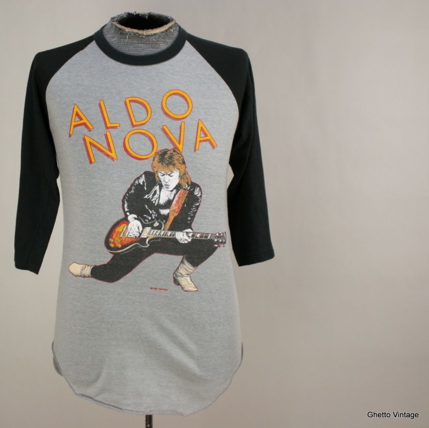 Vtg 80s ALDO NOVA 1982 Tour Concert Thin Raglan t shirt MEDIUM SMALL 