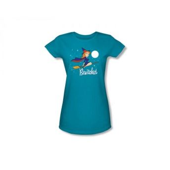 Bewitched Cartoon Witch Logo Classic Retro TV Show Juniors Babydoll T 