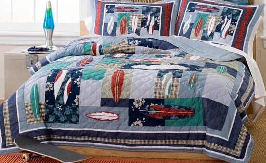 Surfing Surf Board Beach TWIN Quilt, Sham & Sheet Set  