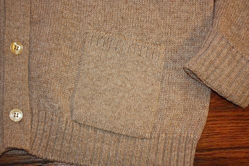 vtg wool v neck CARDIGAN SWEATER * prep mod * 2 pocket  