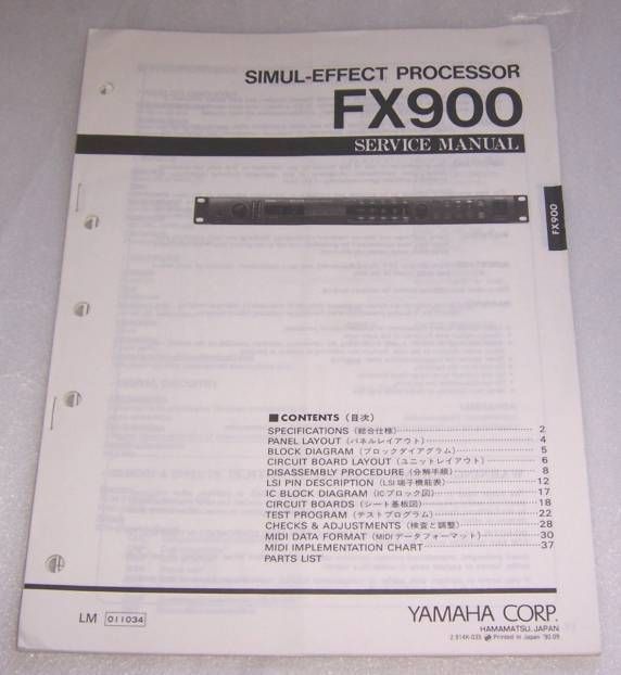 ORIGINAL YAMAHA FX900 SIMUL EFFECT PROCESSOR MANUAL  