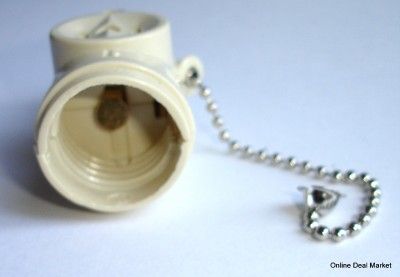 Light Bulb Switch Socket Pull Chain 2 Outlets Ivory NEW  