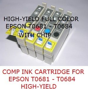 4PK COMP HI YIELD INK FOR EPSON T0681 T0682 T0683 T0684  