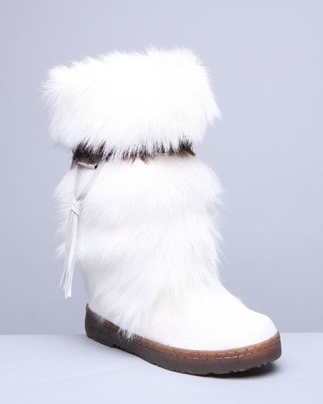   Mukluk White Real Goat Fur Sheepskin Leather Snow Ski Boot 6 7 8 9 10