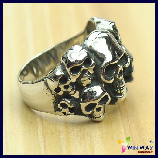 Silver Skull Titanium Stainless Steel Punk Rock Rings  