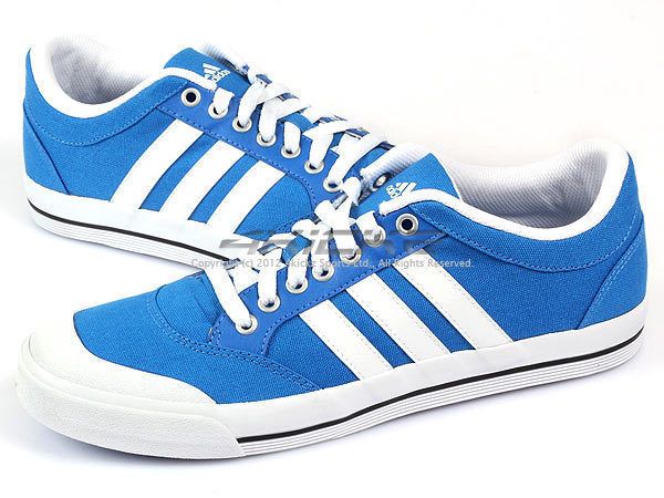 Adidas Brasic 3 Blue/White/Black Canvas 2012 Mens Tennis 3 Stripes 