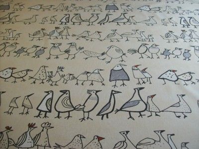 chickens fabric beige cream designer curtain upholstery  