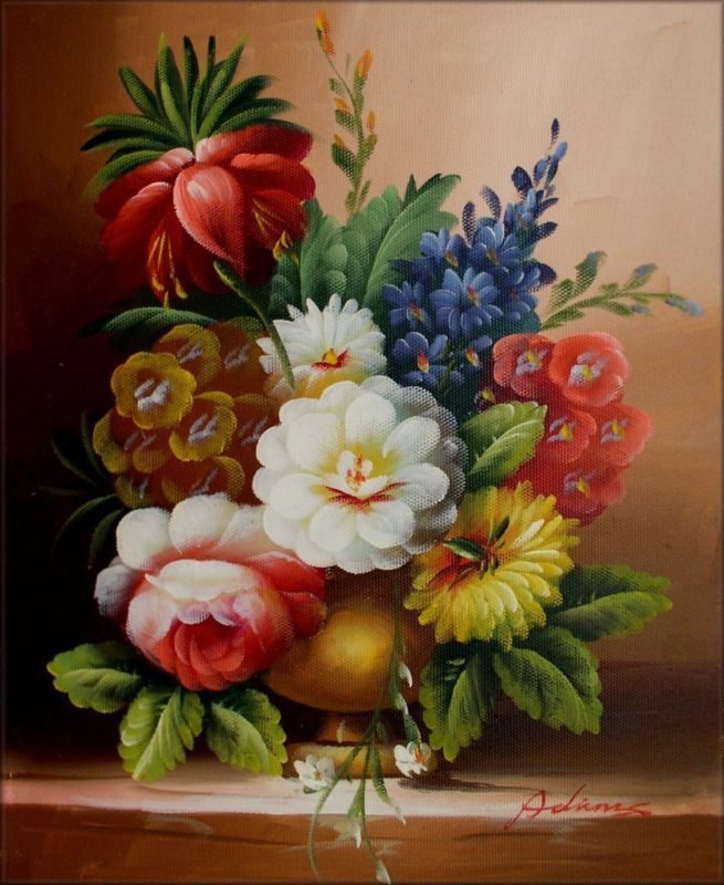   Hand Painted Oil Painting Still Life Floral Arrangement 8  