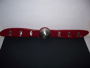   Airplane Propeller Coat Hat Hooks Rack Red Silver Plane Wood Wooden