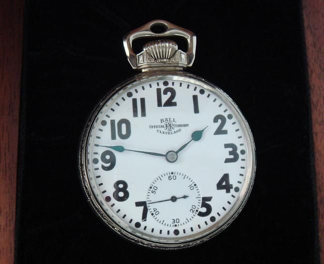   Ball 999 Railroad Pocket Watch w/RARE Factory Enameled Case   SERVICED