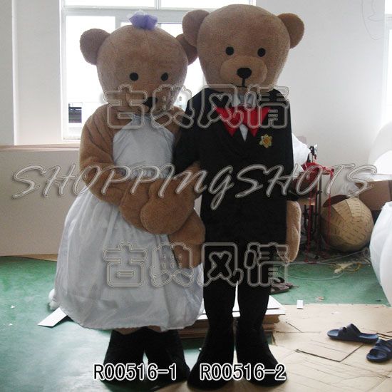 Teddy bear wedding MASCOT COSTUME R00516 Fancy Dress  