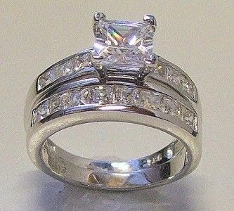 45 Ct Princess Cut Wedding Ring Set  